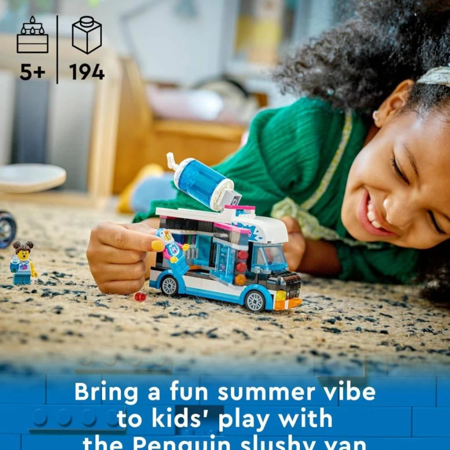 LEGO City Penguin Slushy Truck Toy Set 60384 with Minifigure, Fun Building Kit for Kids Ages 5+, Creative Gift for Boys and Girls