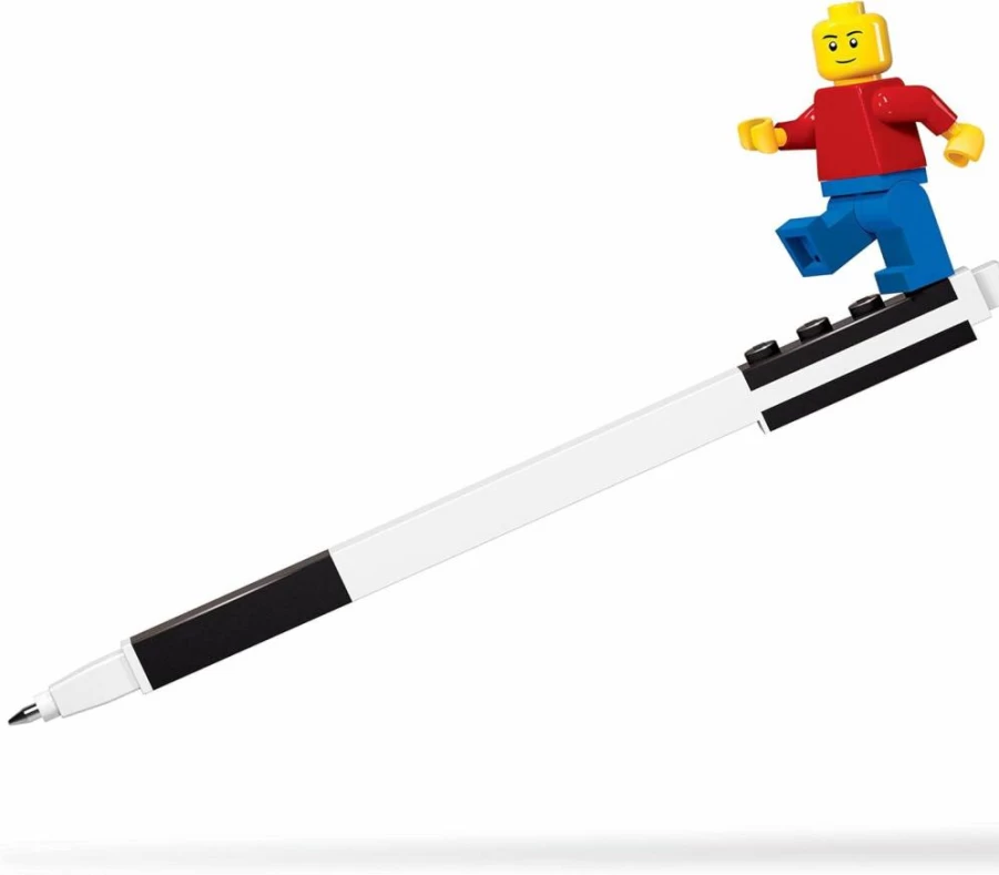 IQ Lego-Inspired Black Gel Pen with Random Classic Minifigure Gift Set (1 Pen + 1 Figure) - Collectible Stationery for Lego Fans