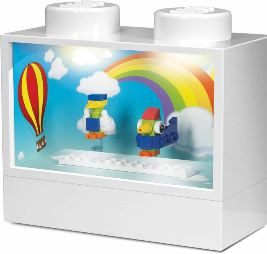 IQ Lighted Building Blocks - Color Changing LED Night Light for Kids, 1X2 Display with Bird Toy, Creative Gift for Bedroom & Gaming Room