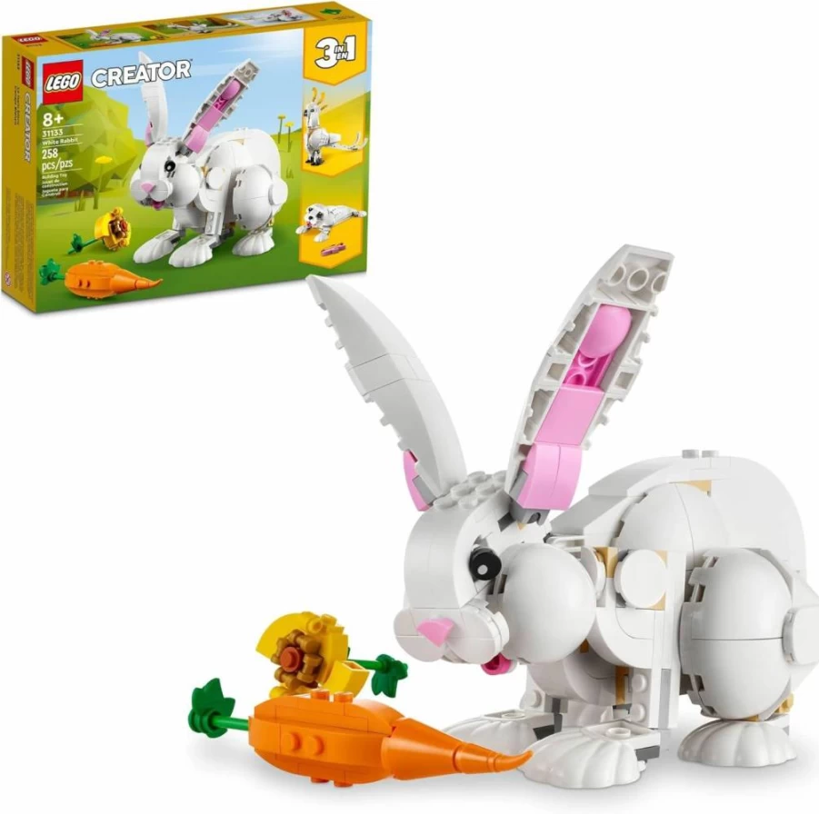 LEGO Creator 3-in-1 White Rabbit Building Set 31133 – Transformable Bunny, Seal & Parrot STEM Toy for Kids Ages 8+ – Creative Construction Kit for Boys & Girls