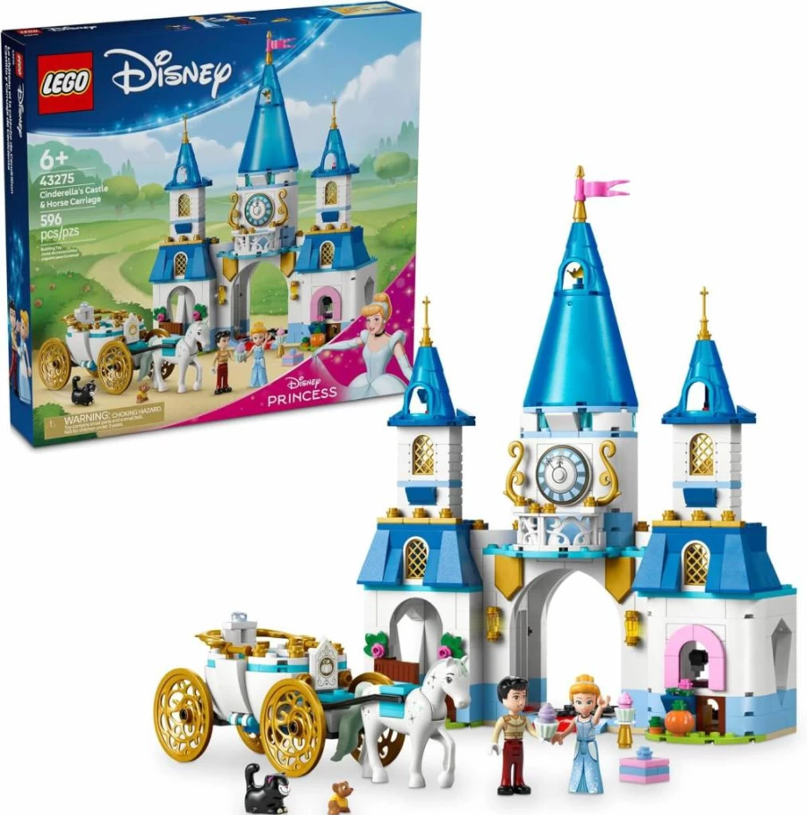 LEGO Disney Princess Cinderella's Castle & Horse Carriage Building Set with 2 Mini Dolls - Creative Castle Toy for Kids Ages 6+ - Perfect Birthday Gift for Girls and Boys - 43275