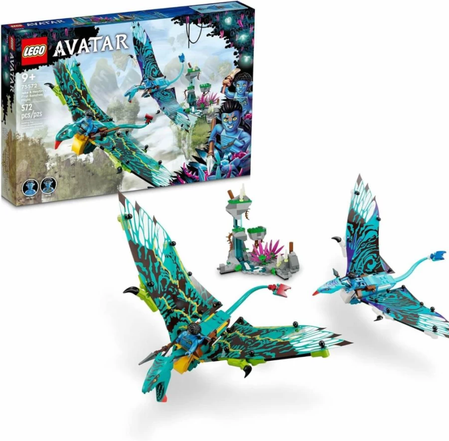 LEGO Avatar Jake & Neytiri's First Banshee Flight 75572 Building Set with Glow-in-the-Dark Banshees and Minifigures, Pandora Movie Inspired Toy for Kids Ages 9+