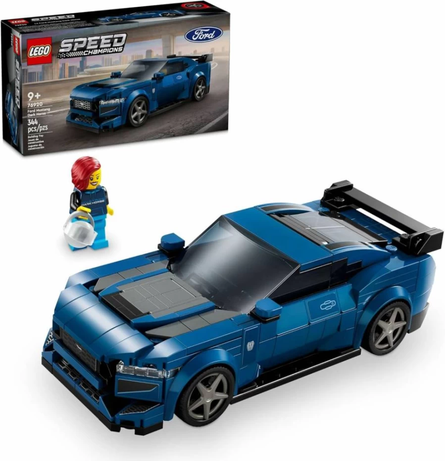 LEGO Speed Champions 76920 Ford Mustang Dark Horse Buildable Toy Car Set for Kids Ages 9+, Blue Sports Car Model, Gift for Boys and Girls