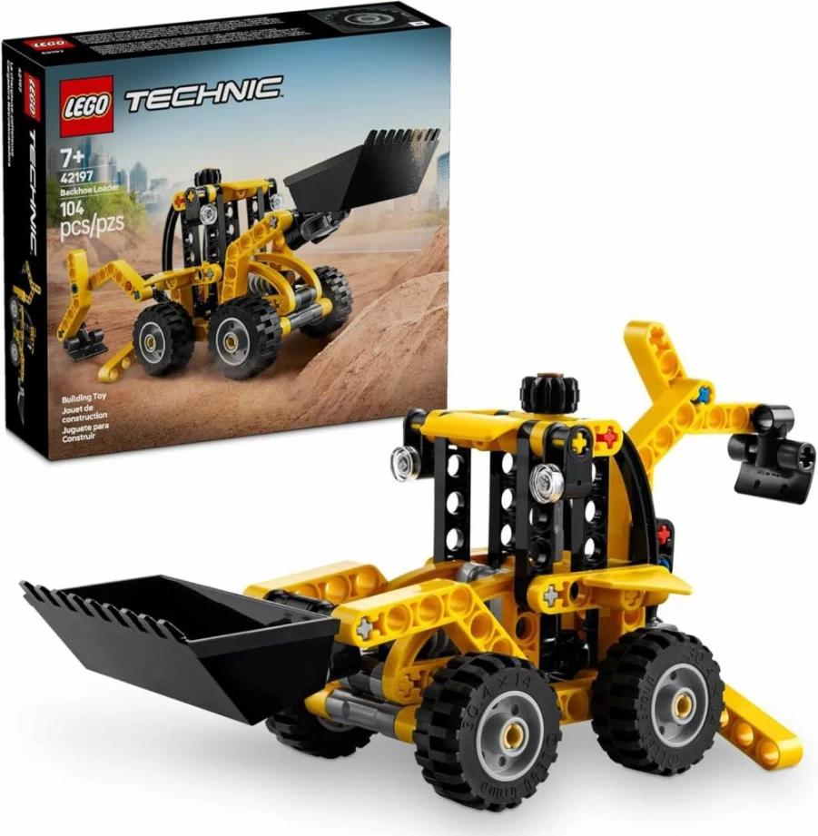 LEGO Technic 42197 Backhoe Loader Construction Toy Set for Kids Ages 7+, Educational STEM Building Kit with Functional Digger, Scoop & Outriggers, Creative Birthday Gift for Boys and Girls