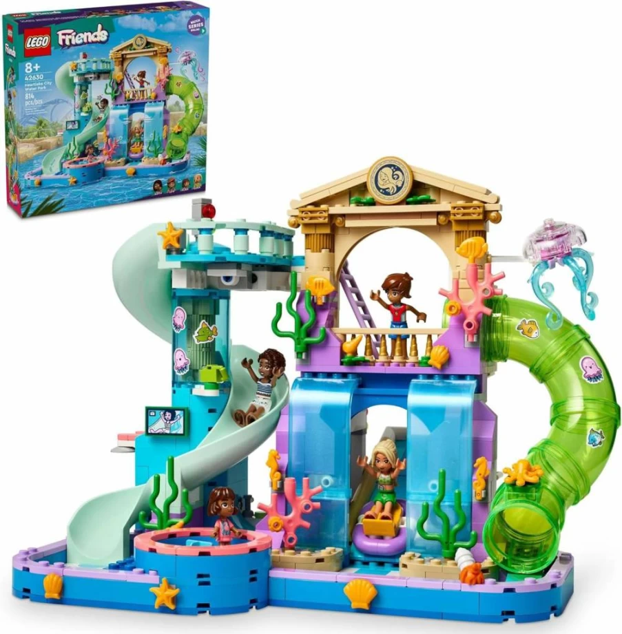 LEGO Friends Heartlake City Water Park Building Set 42630 with 3 Mini Dolls, Water Slides & Whirlpool, Creative Summer Toy for Kids Ages 8+