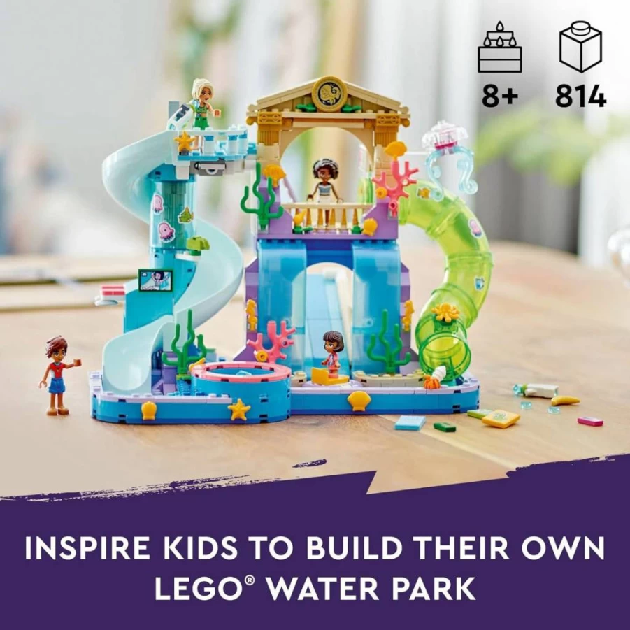 LEGO Friends Heartlake City Water Park Building Set 42630 with 3 Mini Dolls, Water Slides & Whirlpool, Creative Summer Toy for Kids Ages 8+