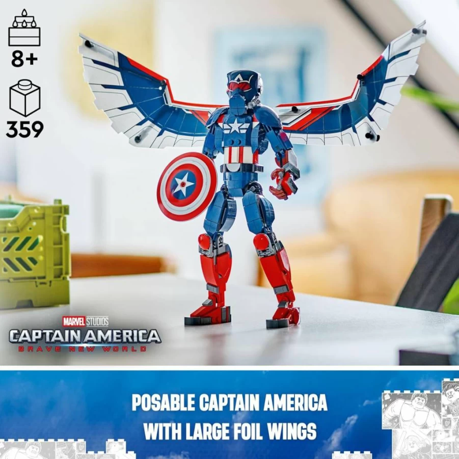 LEGO Marvel Avengers Captain America Buildable Action Figure 76296 - Superhero Construction Toy for Kids Ages 8+ - Creative Birthday Gift for Boys and Girls