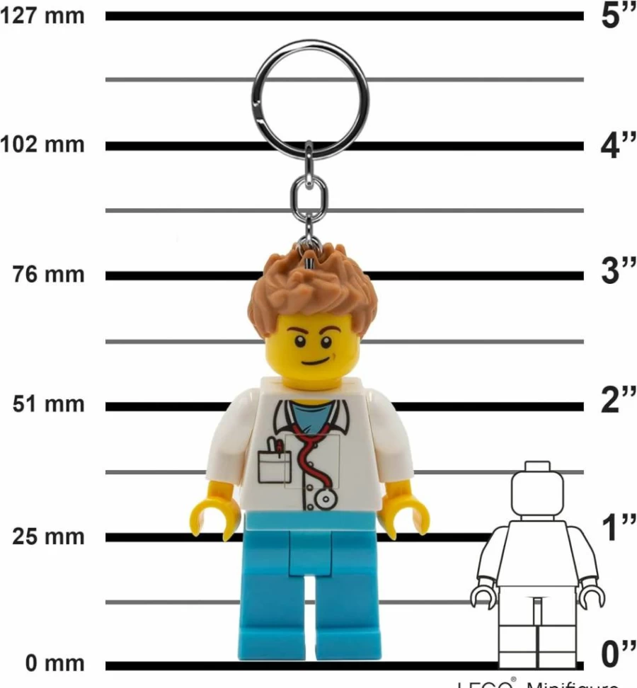 IQ 3 Inch Tall Doctor Lego-Compatible Figure Keychain Light - Portable Mini Toy for Kids (KE184H)