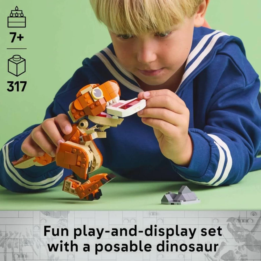LEGO Jurassic World 76967 Little Eatie T-Rex Dinosaur Building Set for Kids Ages 7+ with Movable Jaw, Head & Tail - Creative Gift for Boys & Girls