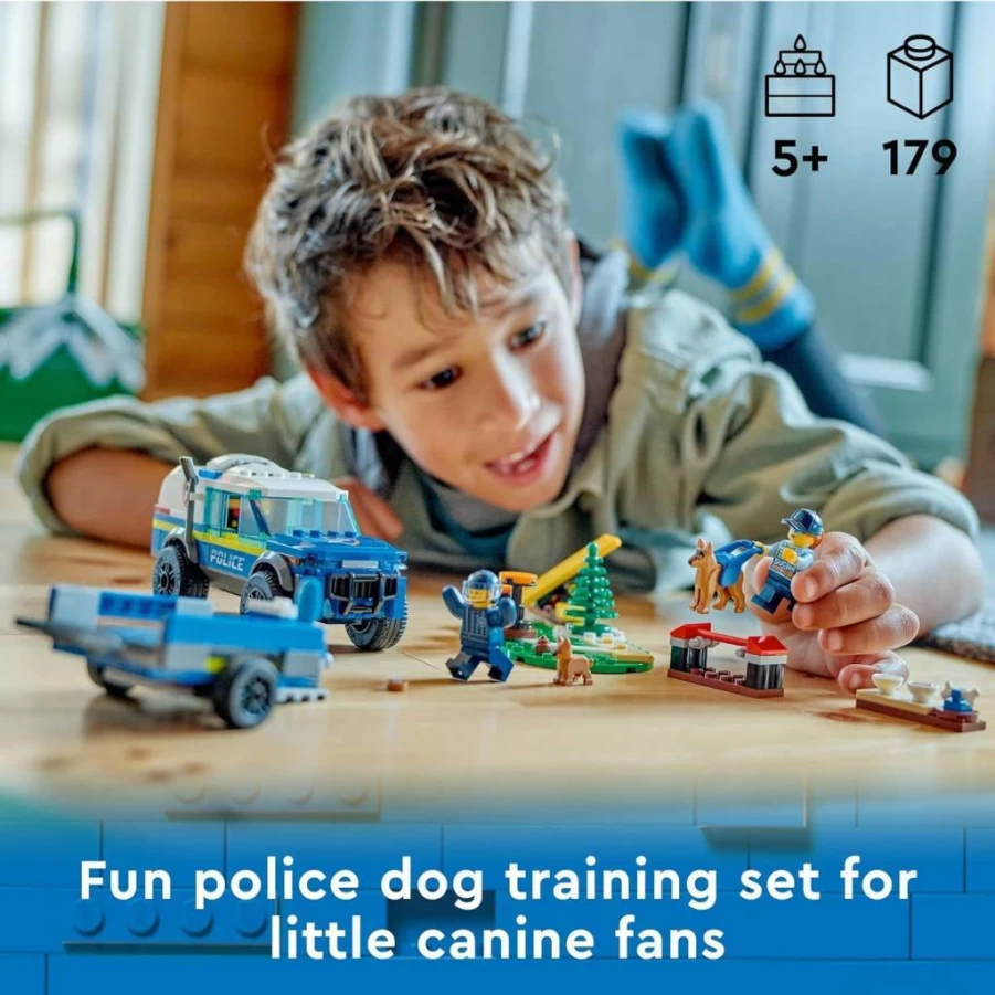 LEGO City Mobile Police Dog Training SUV Toy Car 60369 with Trailer, Obstacle Course, Puppy Figures, and Play Set for Kids Ages 5+