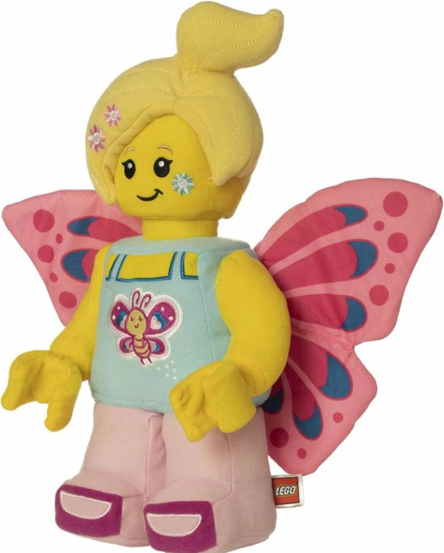 Manhattan Toy Lego Minifigure Butterfly Girl Plush with Flowers, 12-Inch Soft Stuffed Character Toy for Kids