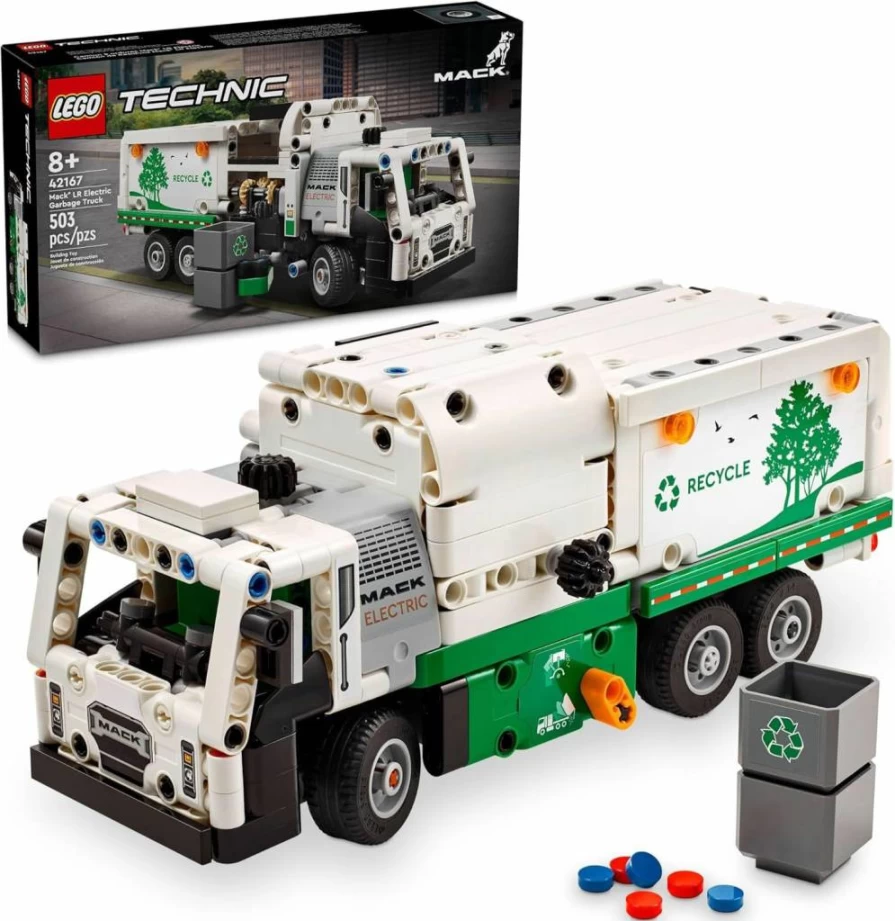 LEGO Technic Mack LR Electric Garbage Truck Building Set 42167, Recyclable Toy Truck for Kids Ages 8+, STEM Learning Gift for Boys and Girls Who Love Construction Vehicles