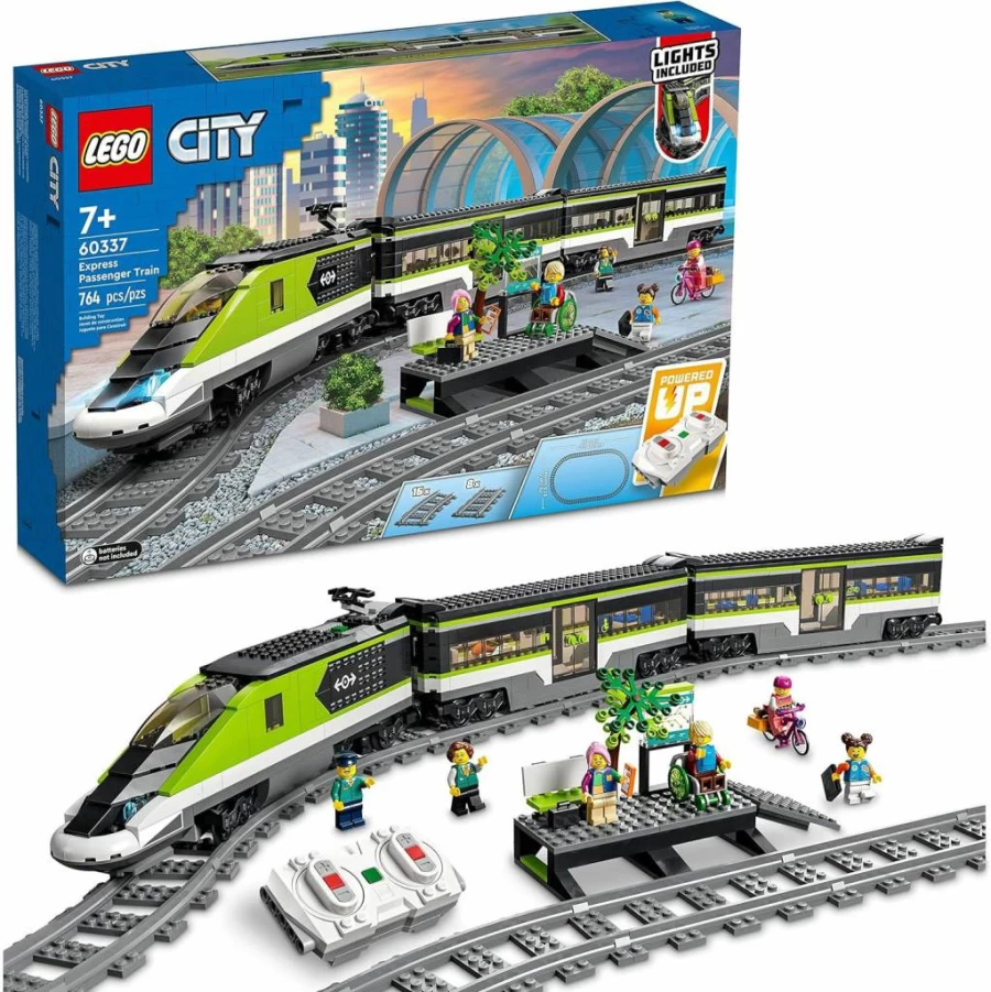 LEGO City 60337 Remote Control Passenger Train Set with Working Headlights, 2 Coaches & 24 Track Pieces - STEM Building Toy Gift for Kids Ages 7+ (Boys & Girls)