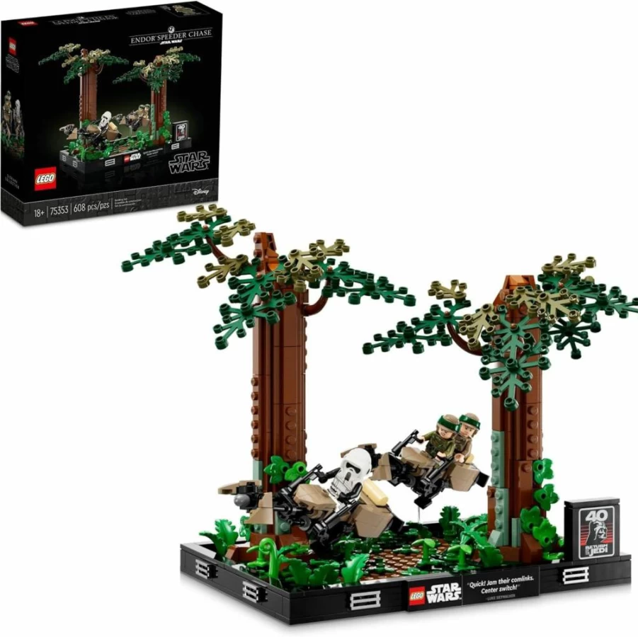 LEGO Star Wars 75353 Endor Speeder Chase Diorama Building Set for Adults - Collectible Luke Skywalker & Princess Leia Minifigures, Perfect Gift for Star Wars Fans