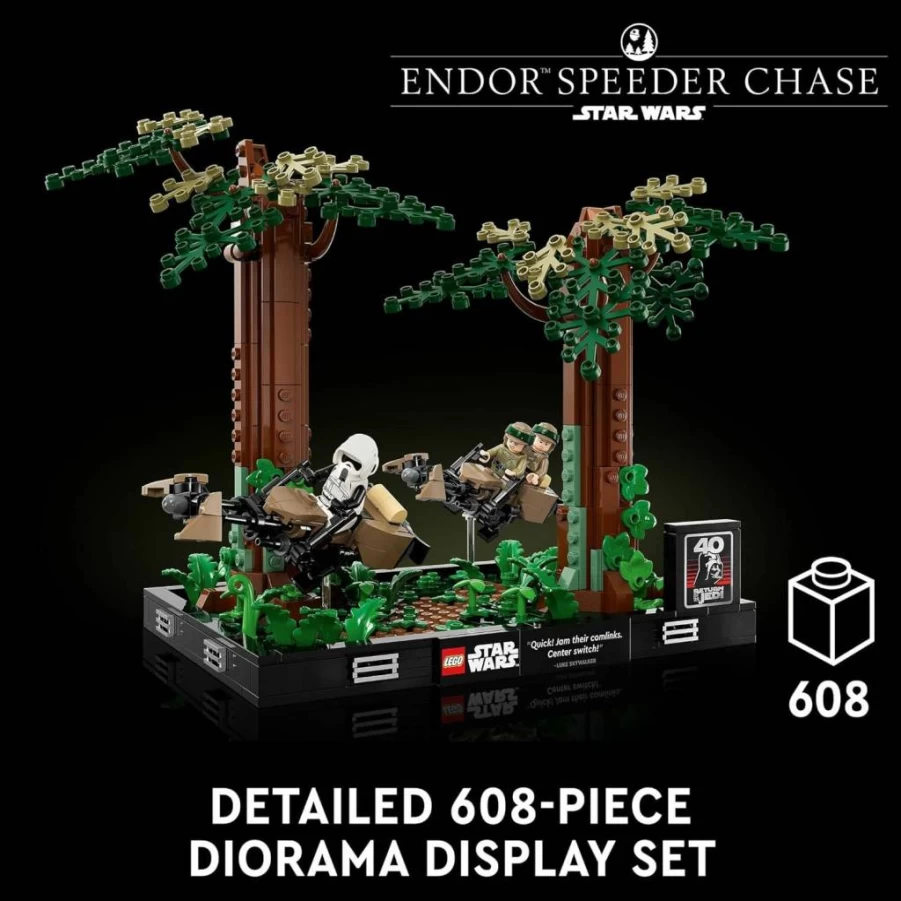 LEGO Star Wars 75353 Endor Speeder Chase Diorama Building Set for Adults - Collectible Luke Skywalker & Princess Leia Minifigures, Perfect Gift for Star Wars Fans