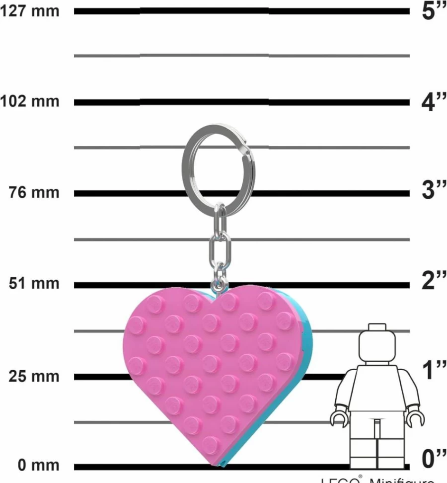 IQ Heart Keychain Light - Romantic Valentine's Gift, Portable LED Keyring for Couples, Kids, and Lego Lovers (Model: Ke183H)
