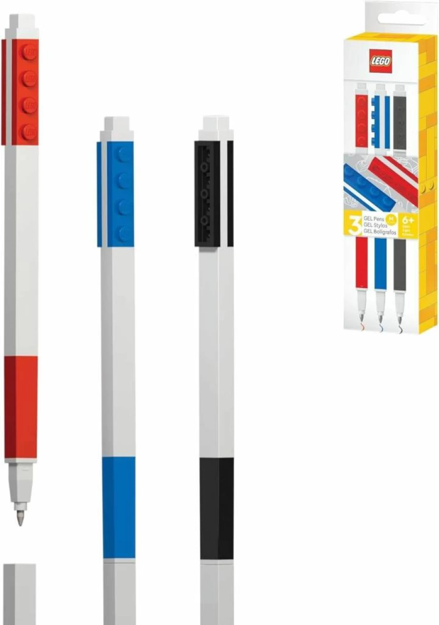 IQ Lego-Themed Gel Pens Set - 3 Pack with Buildable Bricks for Creative Fun