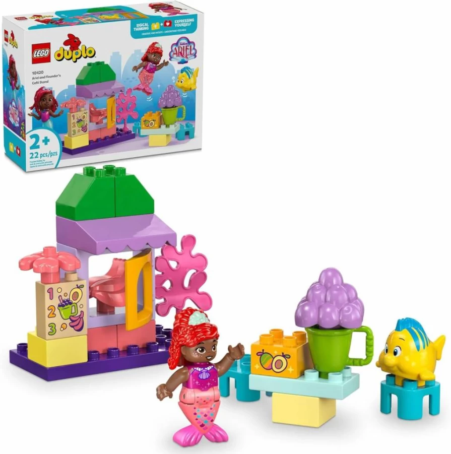 LEGO DUPLO Disney The Little Mermaid Ariel & Flounder's Cafe Building Toy Set with Play Food for Preschool Kids Ages 2+ (10420)