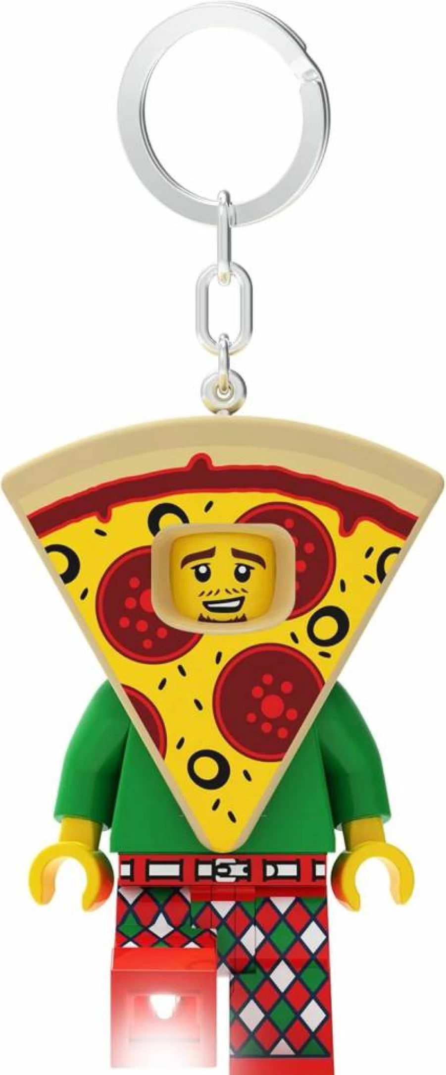IQ 3 Inch Tall Lego Minifigure Keychain Light - Pizza Costume Guy Building Block Toy (KE176H)