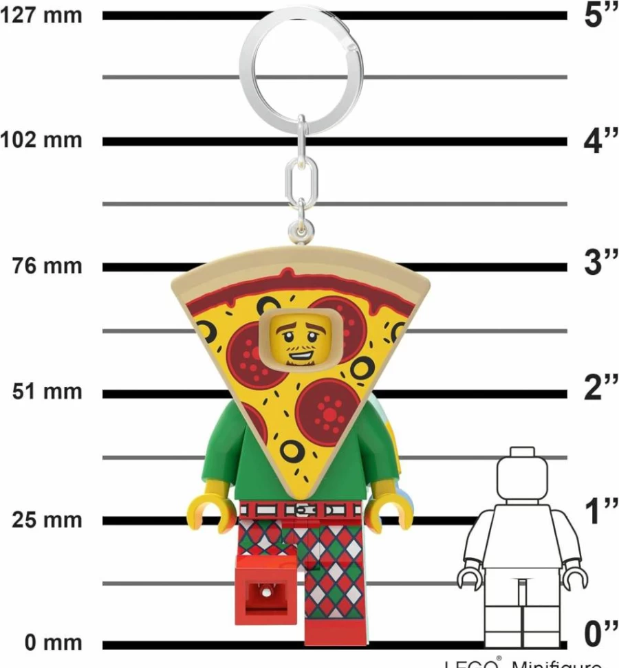 IQ 3 Inch Tall Lego Minifigure Keychain Light - Pizza Costume Guy Building Block Toy (KE176H)
