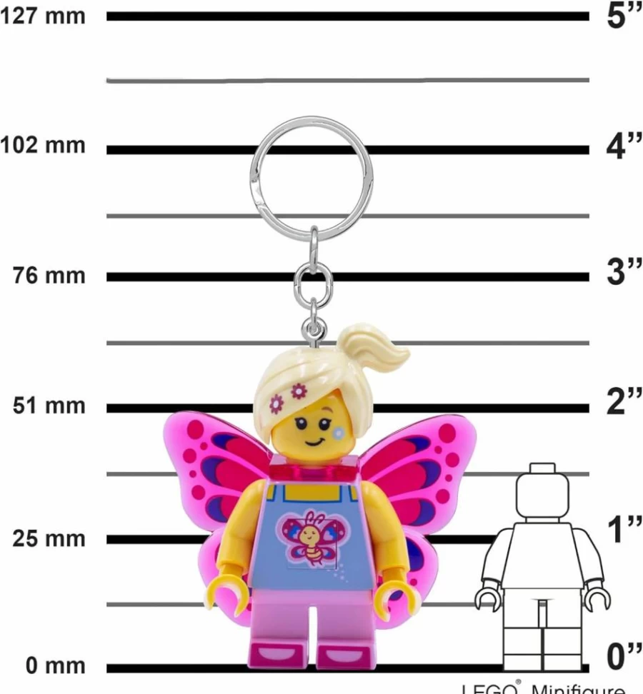 IQ 2 Inch Tall Lego Minifigure Keychain with Light - Butterfly Girl (Ke171H) Building Toy Accessory