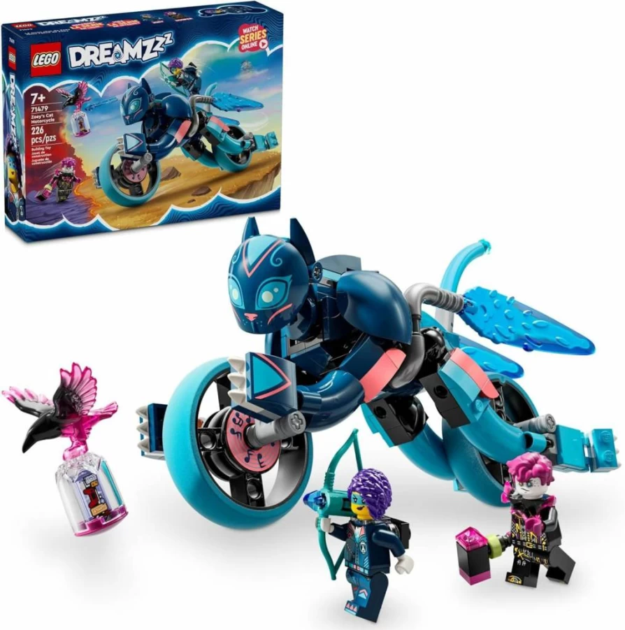 LEGO Dreamzzz Zoey's Cat Motorcycle Building Kit with 2 Minifigures, Creative Animal to Bike Rebuildable Toy for Kids Ages 7+ (Set 71479)