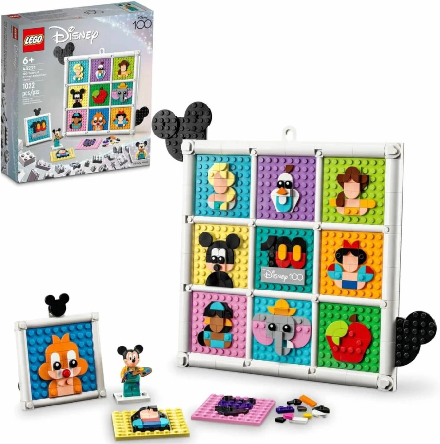 LEGO Disney 100 Years of Animation Building Set 43221 with Mickey Mouse Minifigure, Wall Art & Collectible Toys for Kids Ages 6+ | Disney Classic Icons