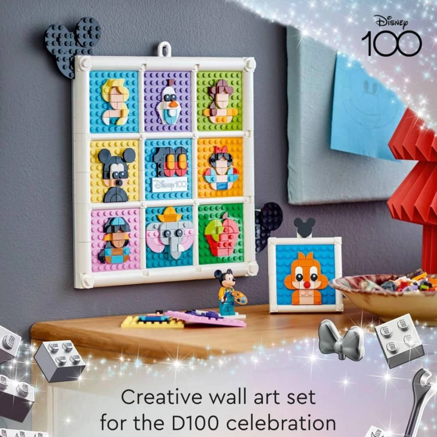LEGO Disney 100 Years of Animation Building Set 43221 with Mickey Mouse Minifigure, Wall Art & Collectible Toys for Kids Ages 6+ | Disney Classic Icons
