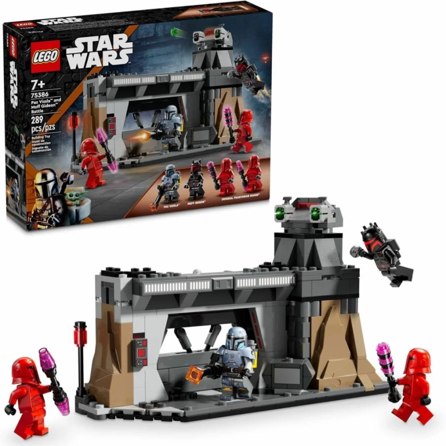 LEGO Star Wars 75386 The Mandalorian Building Set with Paz Vizsla, Moff Gideon, and 4 Minifigures, Creative Construction Toy for Kids Ages 7+, Ideal Star Wars Gift for Boys and Girls