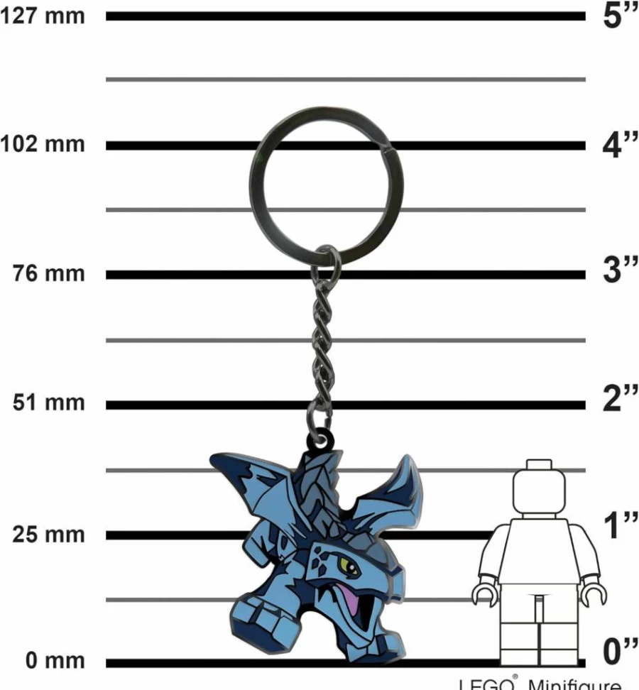 IQ Metal Keychain with Enamel Lego Ninjago Riyu (53339) Charm - 4.5 Inch Car Keys, Backpack, Purse Accessory