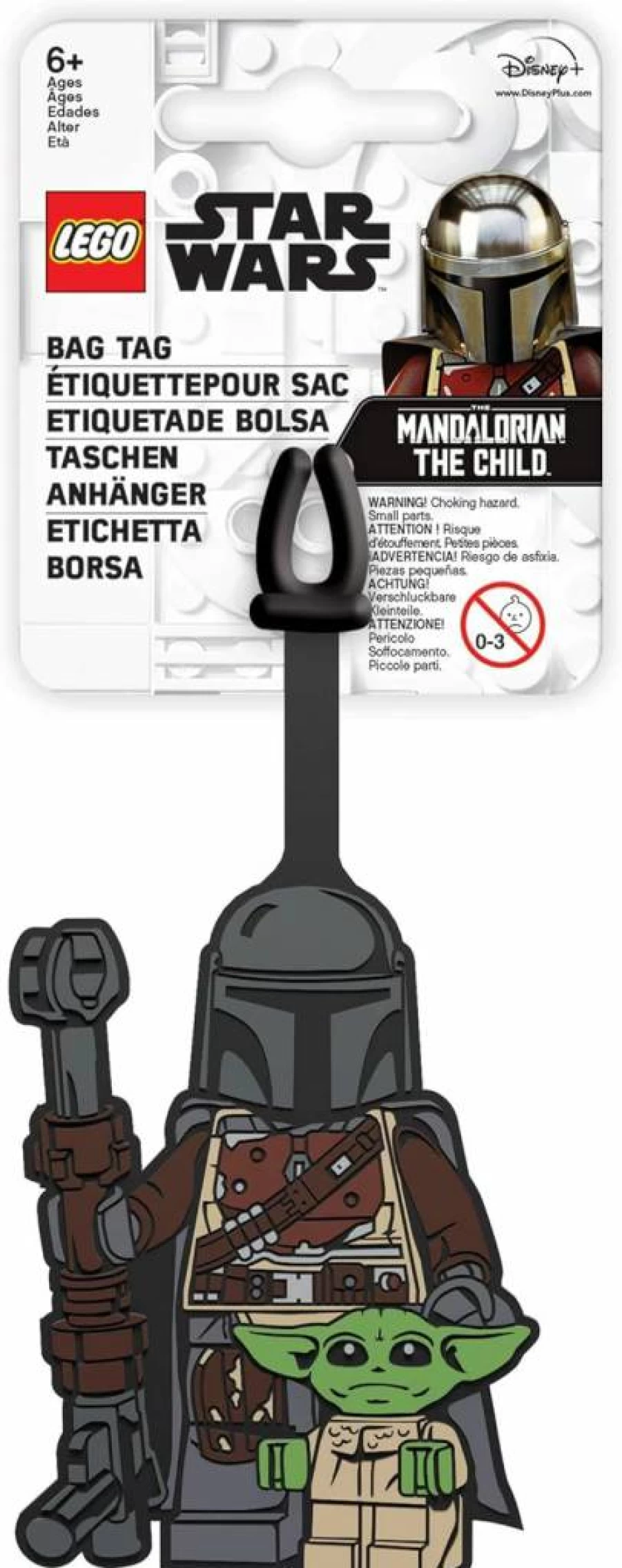 IQ Star Wars Mandalorian & Grogu Silicone Luggage Tag - 6.5" Travel ID Tag for Suitcase Backpack with Writable Surface