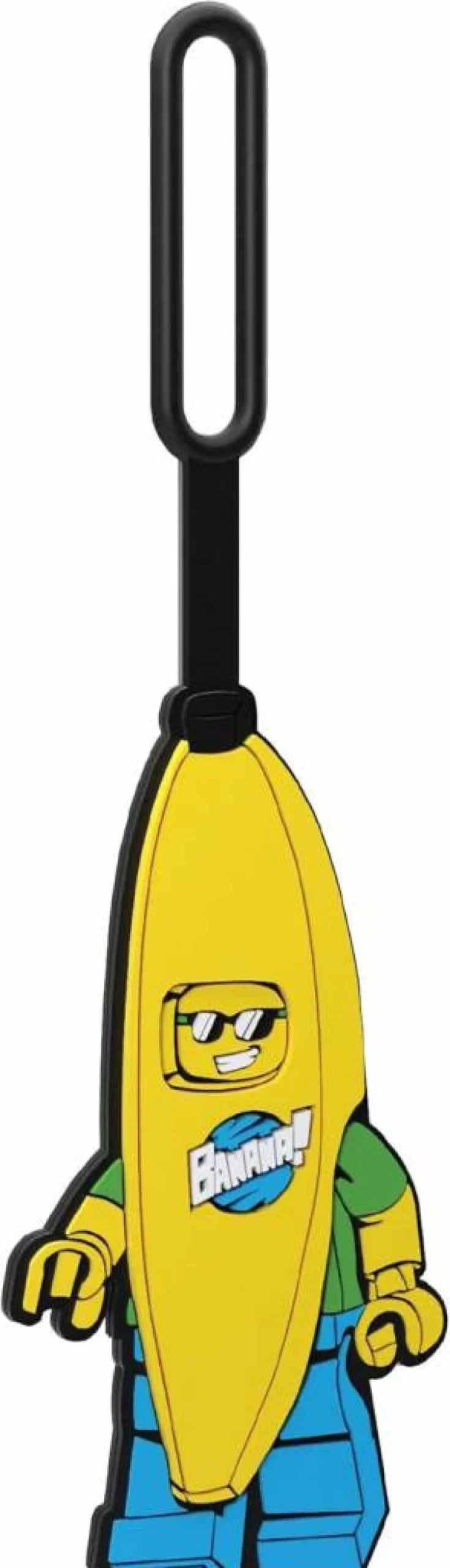 IQ Banana Guy Silicone Luggage Tag - Writable Travel ID Tag for Suitcase, Backpack, Beach Bag (6.5 Inch) - Lego Compatible 53057
