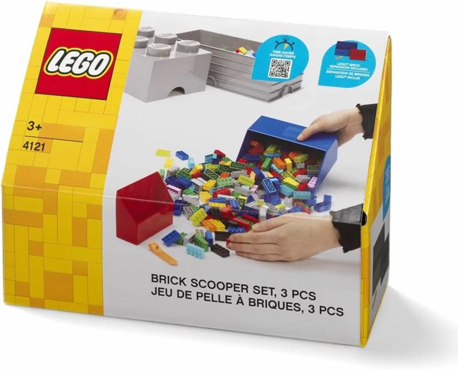Room Copenhagen Lego Brick Scooper Set - Dual Size Scoopers & Brick Separator for Effortless Lego Cleanup, Ideal for Lego Fans (Red & Blue)