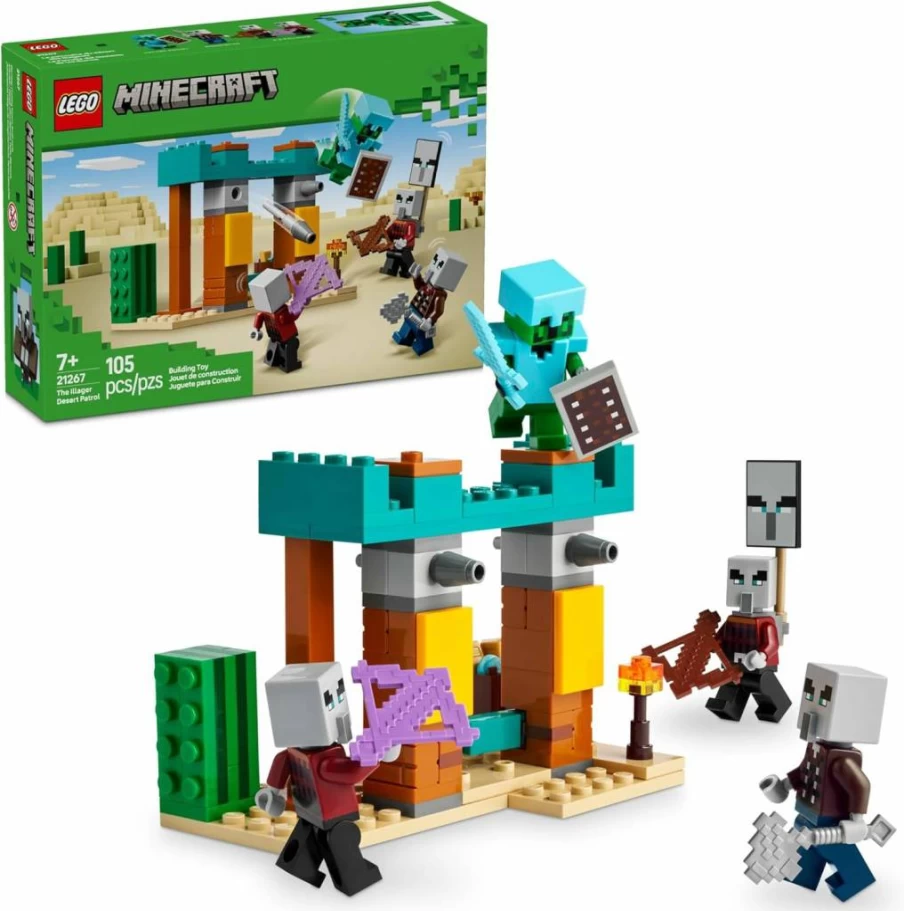 LEGO Minecraft 21267 The Illager Desert Patrol Building Set with 4 Minifigures for Kids Ages 7+ | Creative Toy Gift for Boys and Girls | Official Minecraft Playset
