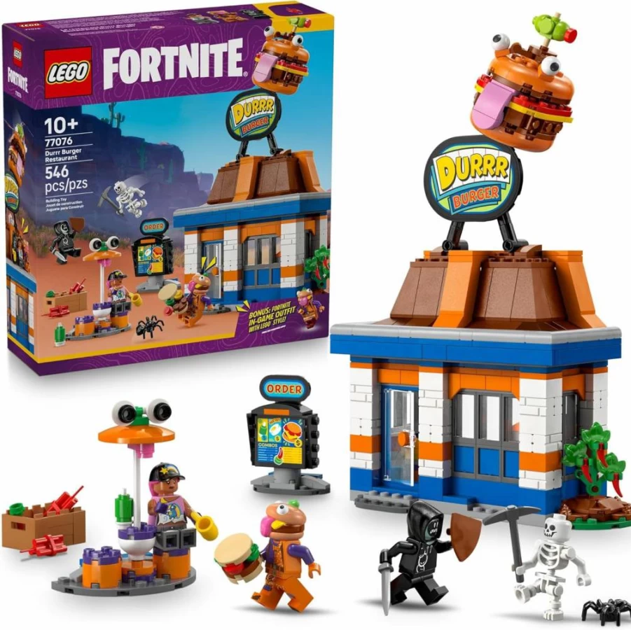 LEGO Fortnite Durrr Burger Restaurant Building Set 77076 - Beach Boss & Grimy Minifigures, Creative Toy for Kids Ages 10+, Perfect Gift for Gamers and Birthday Presents