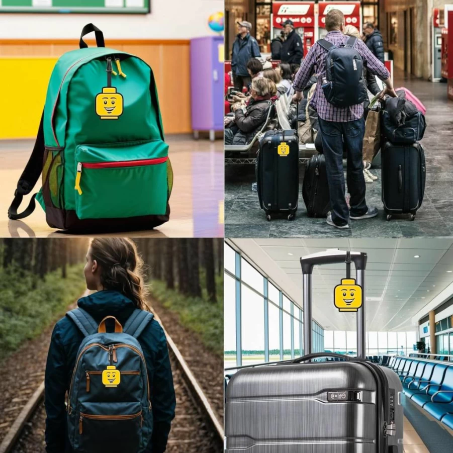 IQ Lego-Inspired Iconic Boy's Luggage Tag - Durable Travel ID for Kids