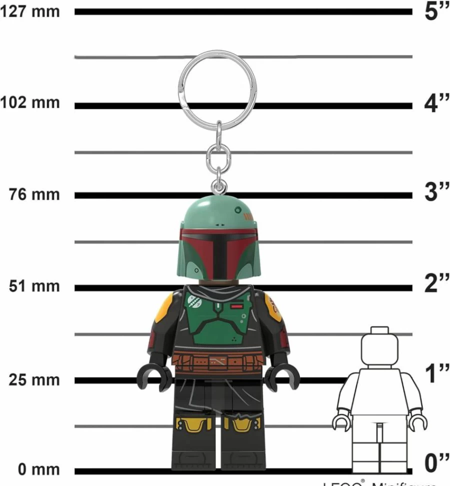 IQ Star Wars Boba Fett LED Key Light - 3 Inch Tall Collectible Desk Lamp with USB Power, LEGO Inspired Gift for Fans