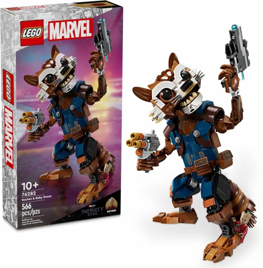 LEGO Marvel Guardians of The Galaxy 76282 Rocket Raccoon & Baby Groot Buildable Action Figure Set for Kids Ages 10+, Collectible Minifigures for Play and Display