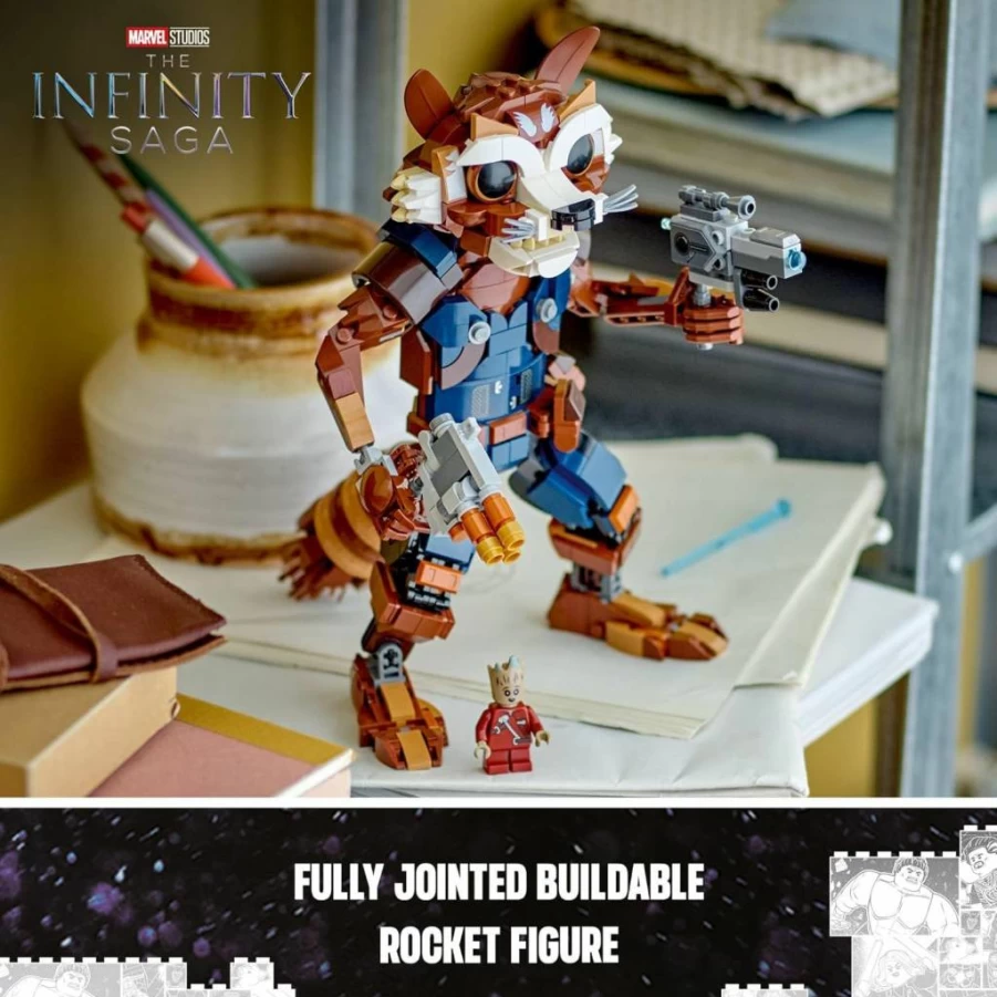 LEGO Marvel Guardians of The Galaxy 76282 Rocket Raccoon & Baby Groot Buildable Action Figure Set for Kids Ages 10+, Collectible Minifigures for Play and Display