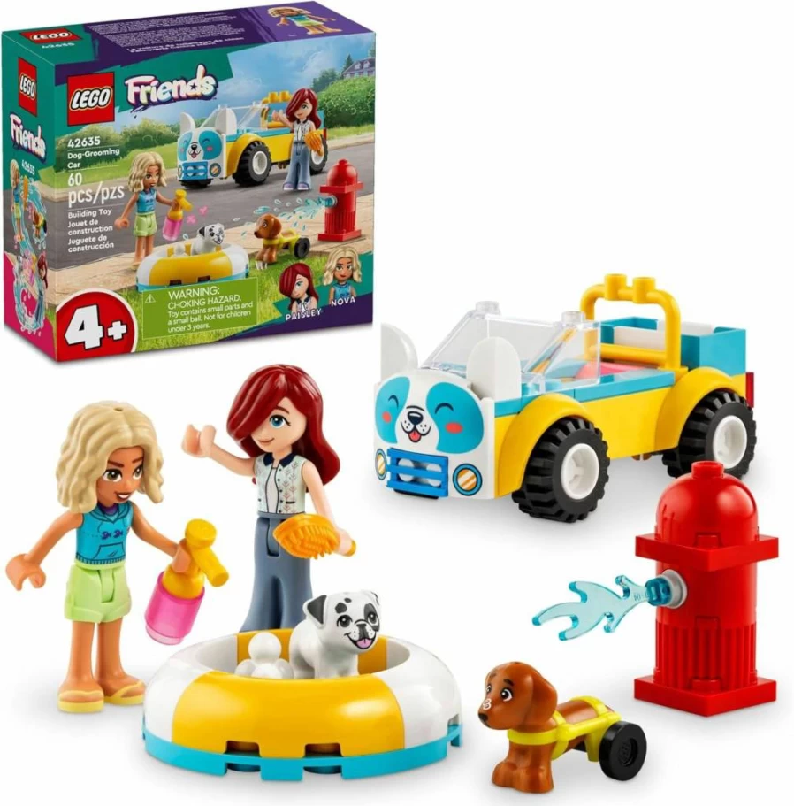 LEGO Friends 42635 Dog Grooming Car Building Toy Set with 2 Mini Dolls & 2 Dog Figures, Creative Vet Play Gift for Kids Ages 4+ Who Love Animals