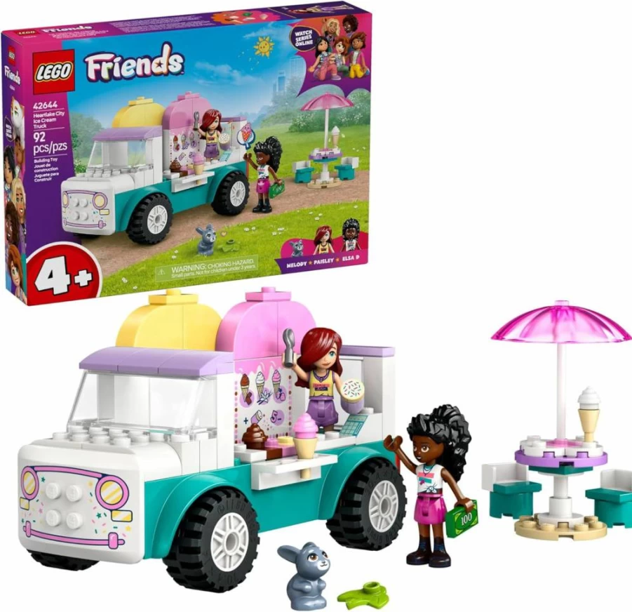 LEGO Friends Heartlake City Ice Cream Truck Building Set with 2 Mini-Dolls & Rabbit Figure - Creative Pretend Play Toy for Kids Ages 4+ - 42644 Preschool Construction Blocks