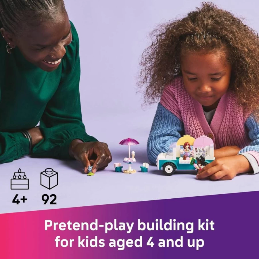 LEGO Friends Heartlake City Ice Cream Truck Building Set with 2 Mini-Dolls & Rabbit Figure - Creative Pretend Play Toy for Kids Ages 4+ - 42644 Preschool Construction Blocks