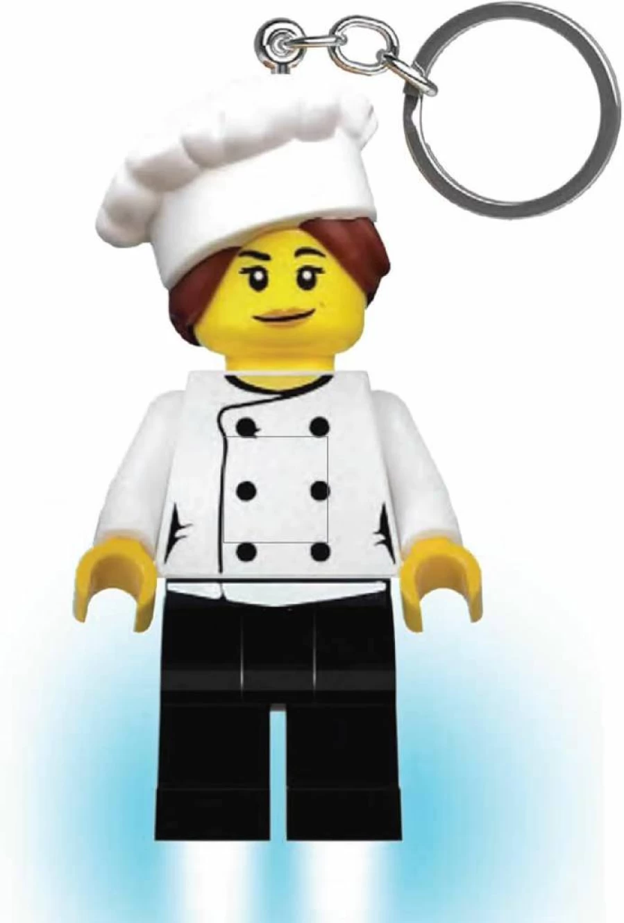 IQ 3 Inch Tall Lego Minifigures Keychain Light - Female Chef Building Block Toy (Ke218H)