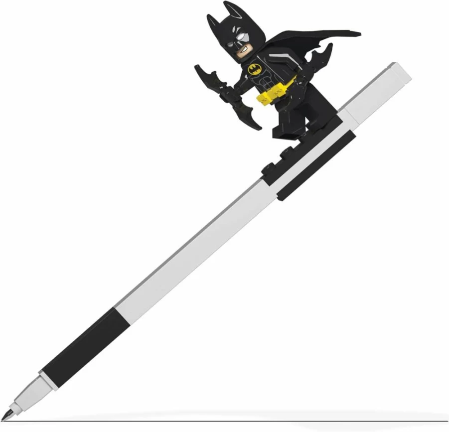 IQ Batman Gel Pen with LEGO Minifigure - Black Ink Pen for Kids Ages 6+, Includes Batman Toy Figure (52864)