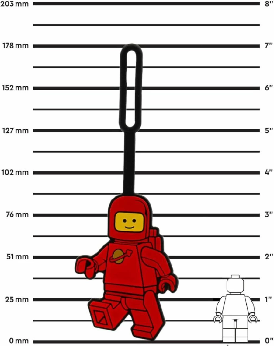 IQ Red Spaceman Silicone Bag Tag - Durable Lego-Inspired Keychain for Kids & Collectors
