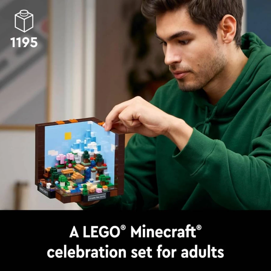 LEGO Minecraft 21265 The Crafting Table Building Set with Figures, Mobs & Biomes - 15th Anniversary Collectible Model for Adults