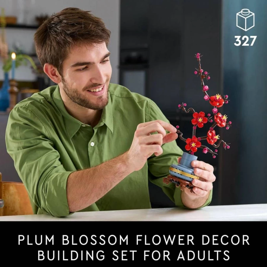 LEGO Icons Plum Blossom Flower Building Set 10369 - DIY Artificial Floral Centerpiece for Home Decor, Creative Gift for Adults Ages 18+