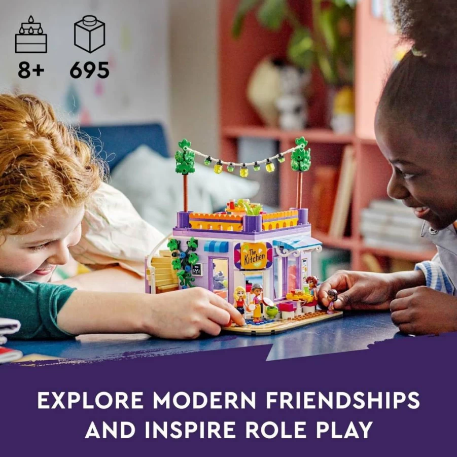 LEGO Friends Heartlake City Community Kitchen 41747 Building Toy Set with 3 Mini-Dolls, Micro-Doll, Cat & Kitchen Accessories for Kids Ages 8+
