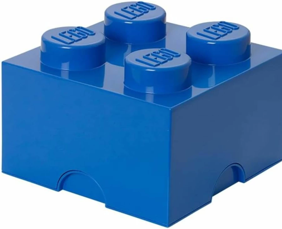 LEGO Stackable Storage Brick with Lid - 4 Knobs Blue Plastic Organizer Box for Kids & Adults, 5.6L Toy & Desk Storage Solution