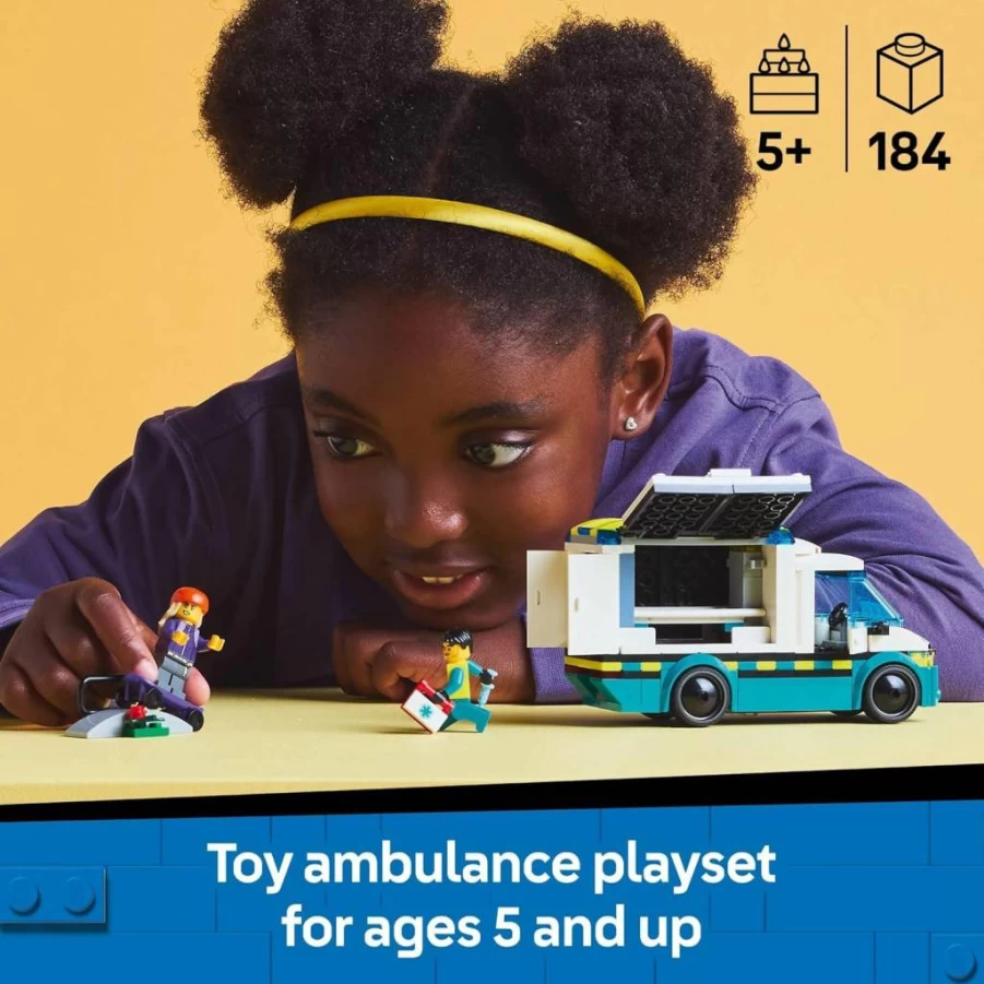 LEGO City Ambulance Building Set 60451 - Emergency Vehicle Toy with Minifigures, Educational STEM Gift for Kids Ages 5+ for Birthdays & Holidays